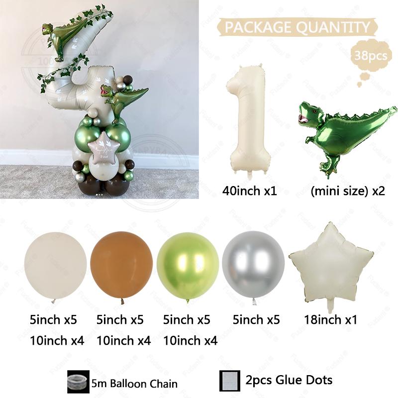 

38Pcs Jungle Theme Dinosaur Party Balloon Arch Set for Boy Wild One 1-9st Birthday Party Decoration Baby Shower First Birthday As The Picture