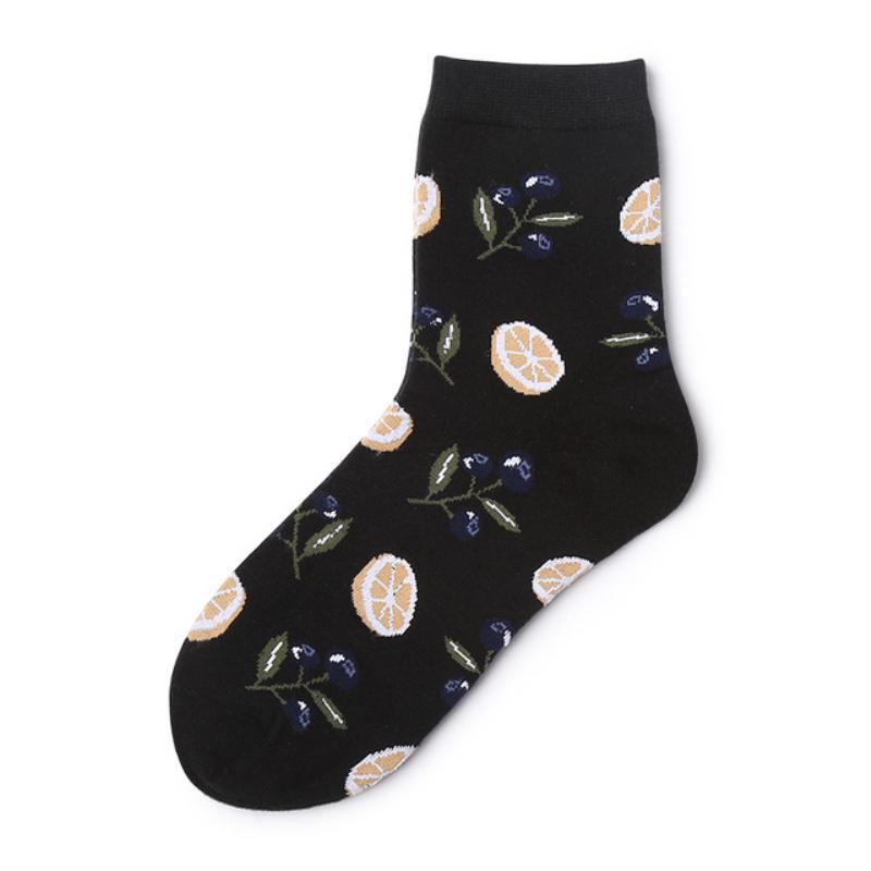 Korea Style Women Socks Cotton Fruit Food Socks Cherry Peach Banana Egg Hamburger  Avocados Socks