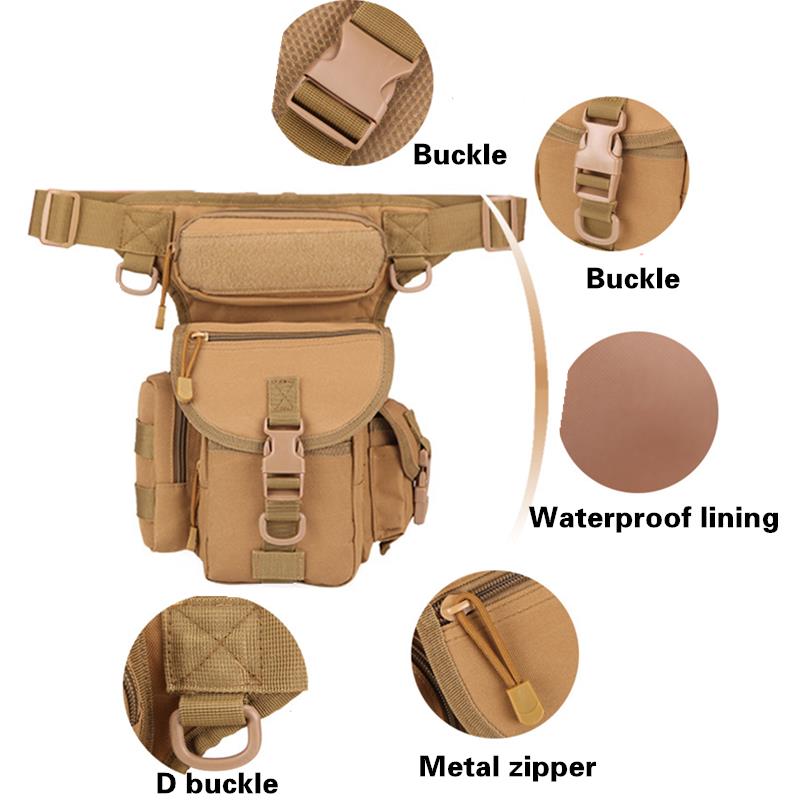 Herren Taktische Drop-Leg-Tasche Multifunktionale Hüfttasche Verstellbarer Oberschenkelgurt Wandern Sport Radfahren Wasserdichte Nylon Campingtasche