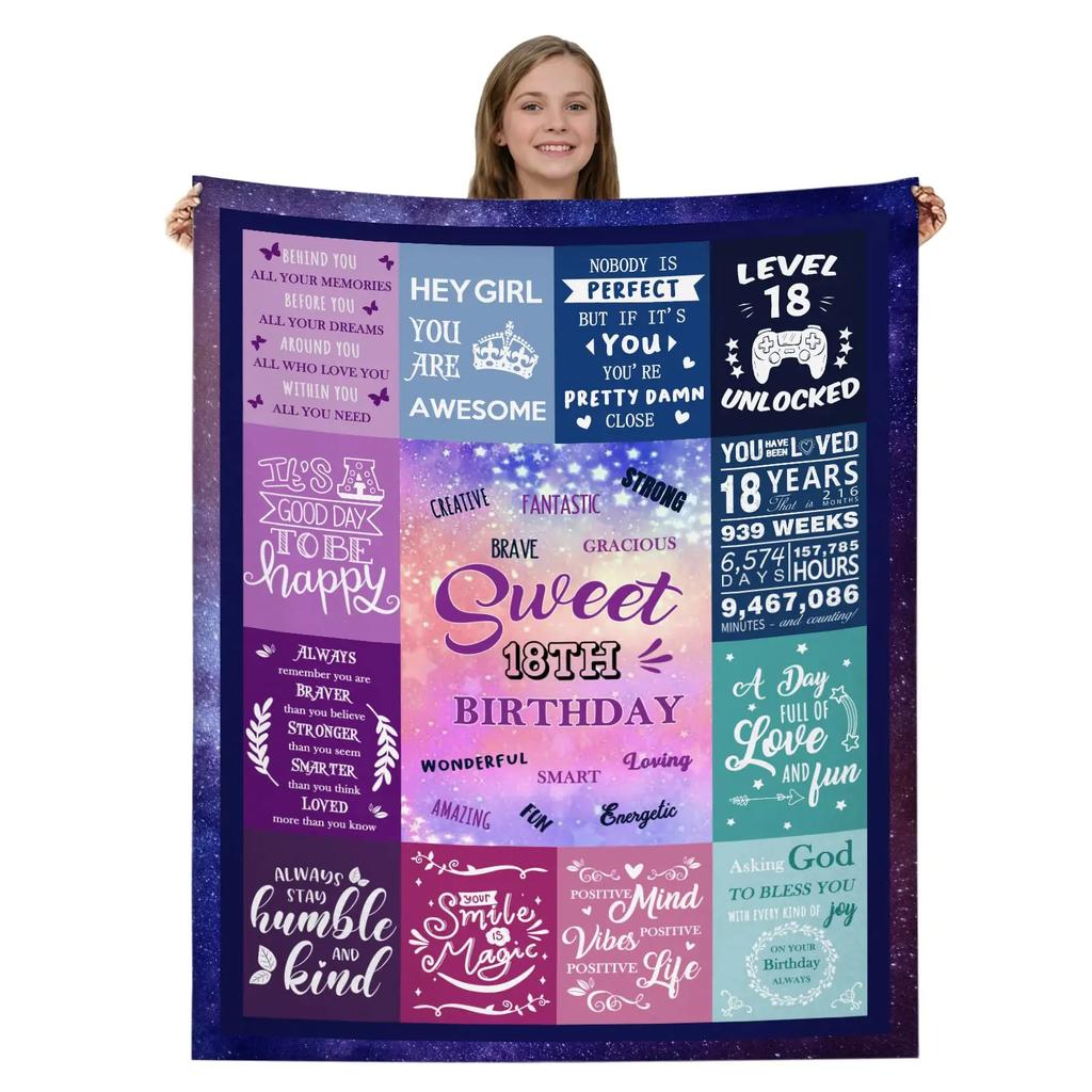 18th Birthday Gifts Ideas for Girls-Girls 18th Birthday Decor Blanket-Gift for 18 Year Old Girl-Gifts for Daughter Bestie Sister