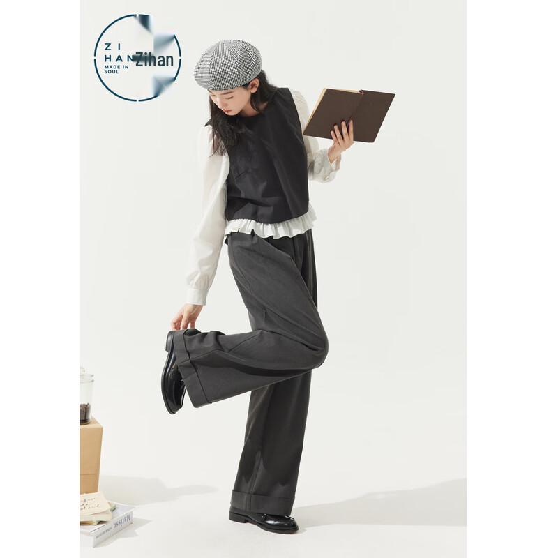 

ZIHAN Women s Faux Two-Piece Top and Wide-Leg Pants Set S