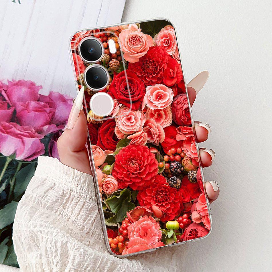 For Vivo Y19S V2419 Elegant Floral Butterfly Painting Phone Case For Vivo Y19s Y 19S 4G Soft Silicone TPU Cases