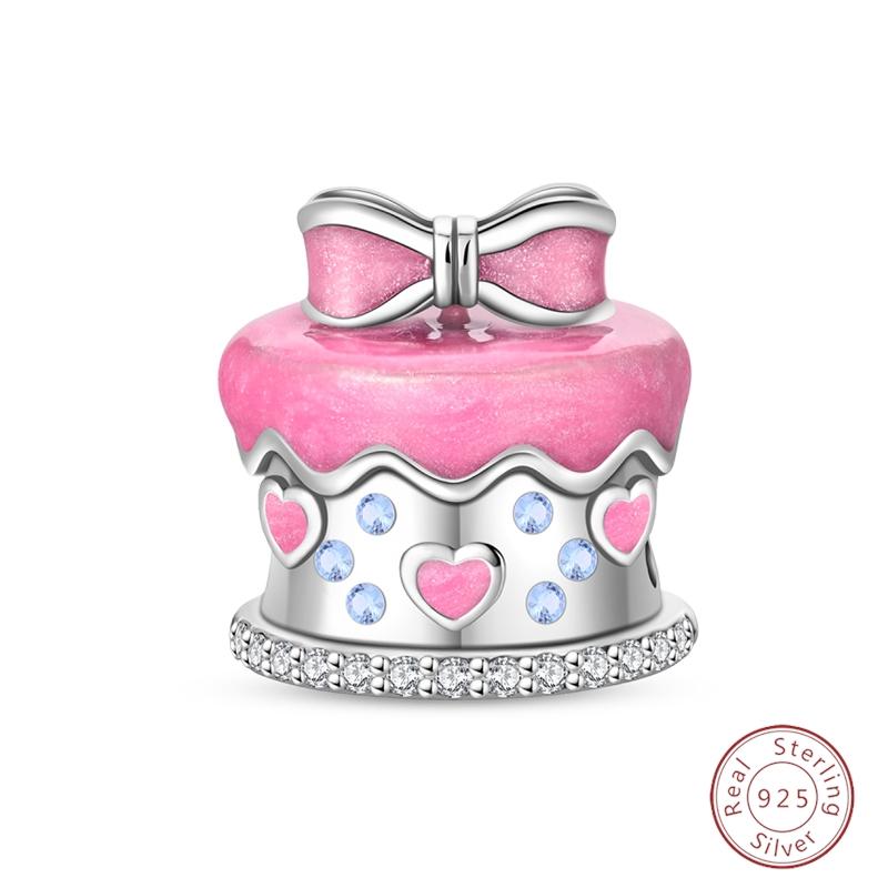 S925 Silver Birthday Bear Lucky Cat Elephant Family Firefly Charms Beads Fit 3mm Bracelets DIY Fine Jewelry