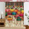2D Flat Printing 2pcs Curtain Curtains Diwali Colorful Hanging Umbrellas Digital Printed Polyester Drapes Birthday Party Perfect