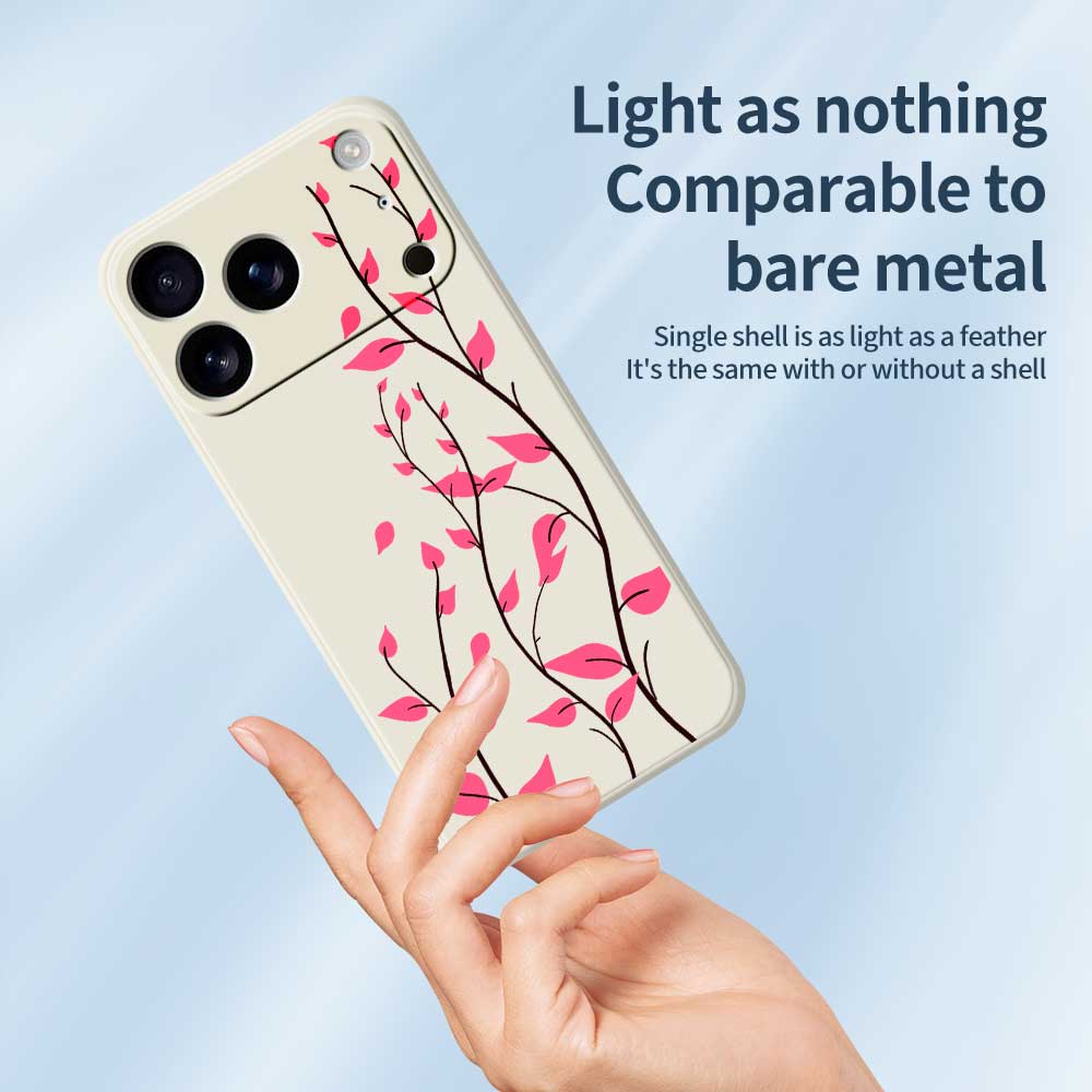 For iPhone 17 Pro Max Case Red Leaves Pattern Printing Straight Edge TPU Phone Back Cover