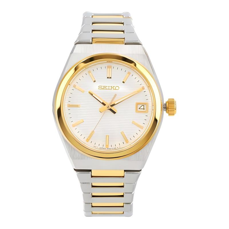 

SEIKO 100 meters waterproof fashion style Quartz Steel Strap 33.8mm women s watch white dial SUR578P1