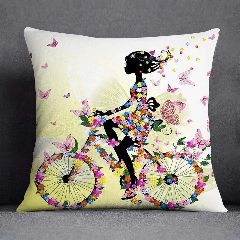 Juste De Coussin Carrée À Motif Papillon, Taie D'oreiller, Série Rose, Décoration De Bureau À Domicile