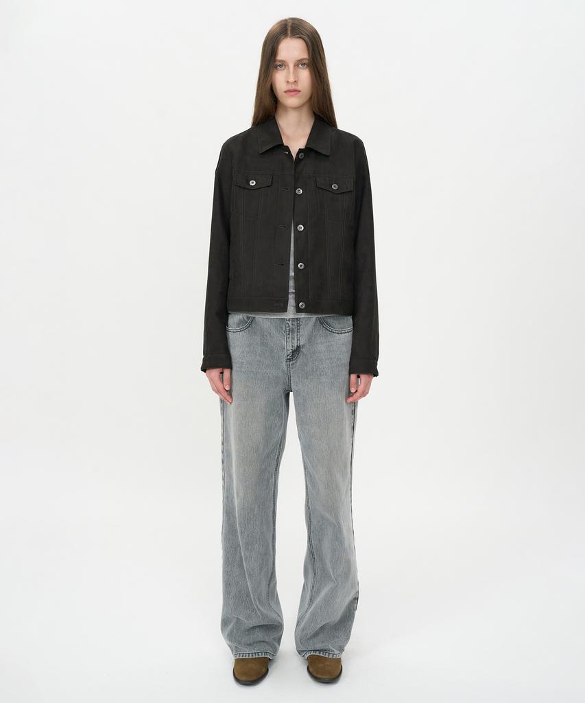 INSILENCE WOMEN Broken Twill Straight Jeans Light Grey