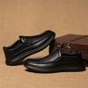 Autumn New Men's Shoes Genuine Leather Casual Men's Leather Shoes Fashionable Business Casual British Round Toe Black Leather Shoes