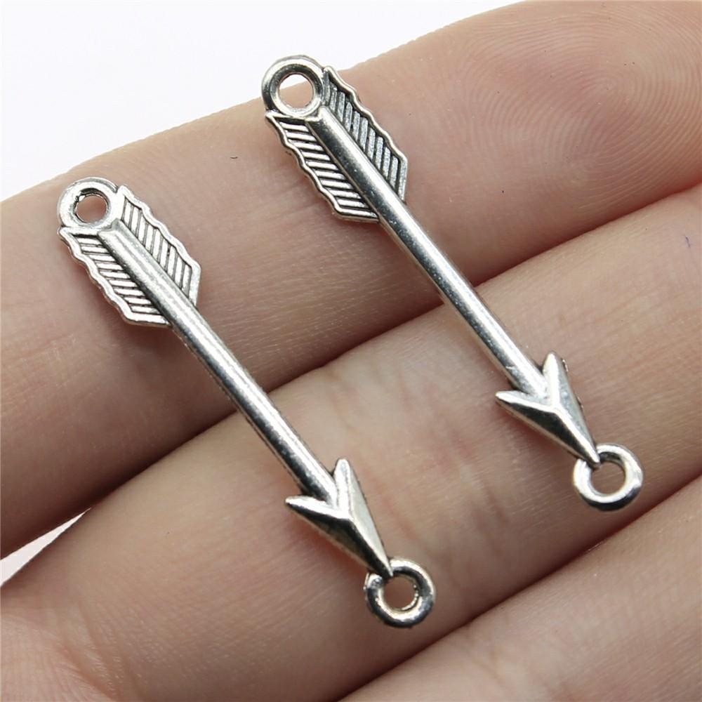 20pcs Arrow Charms Tibetan Bronze Silver Color Pendants Antique Jewelry Making DIY Handmade Craft