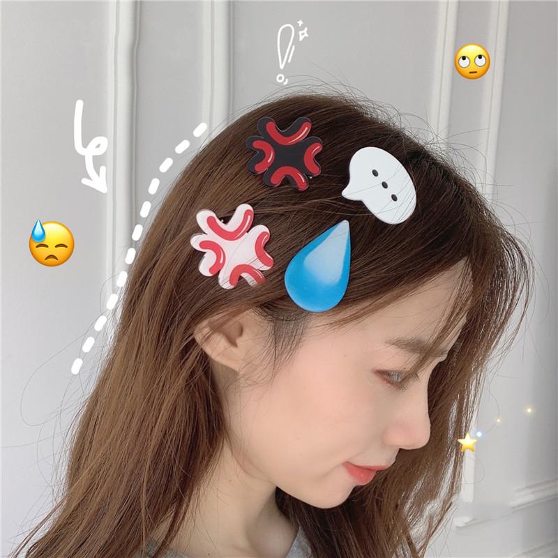 Water Drop Hairpin Expression Handmade Hair Clips for Finished Products Sweating Clip Sweaty Hair Clip Funny Side Clip