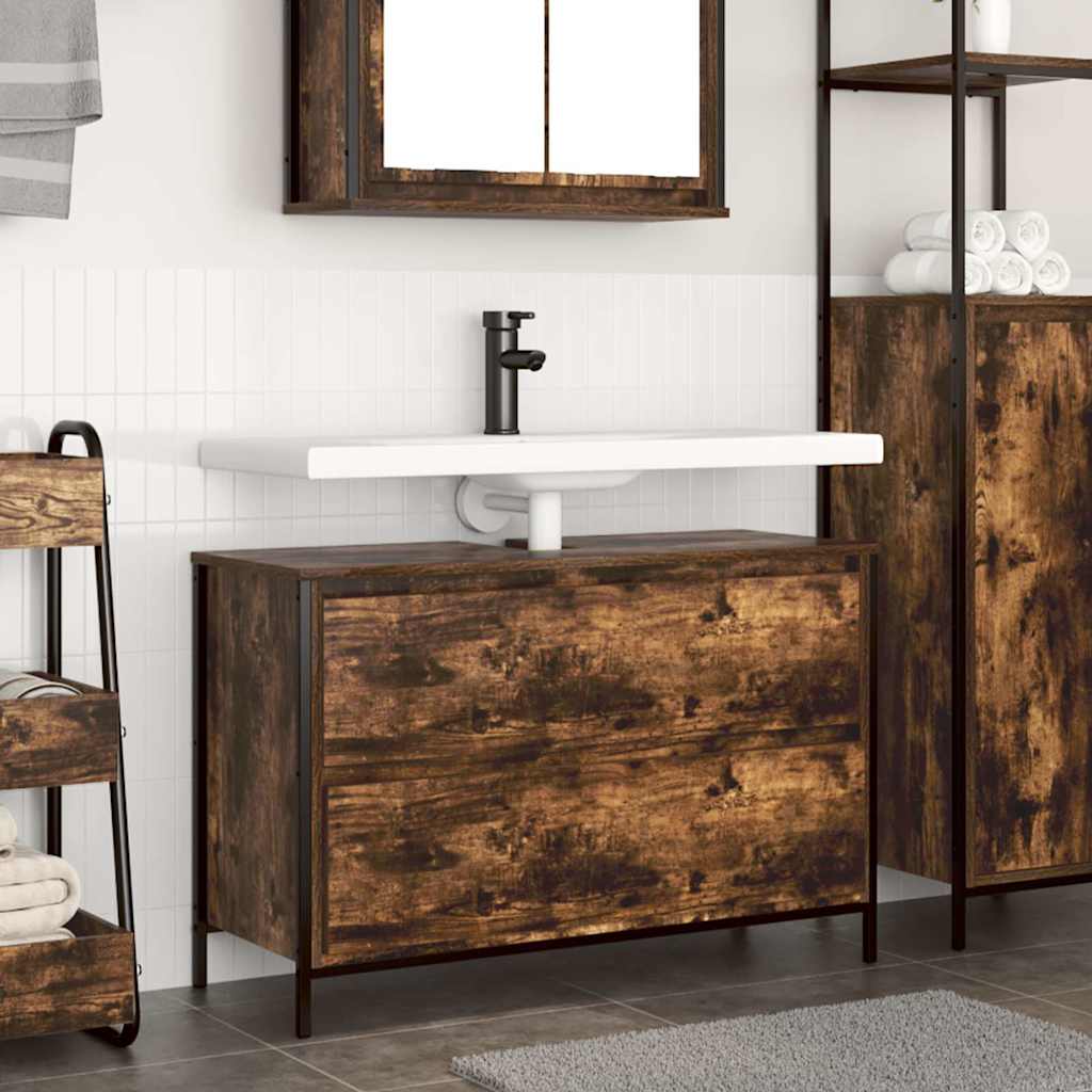 Washbasin Cabinet with Drawers Smoked Oak
