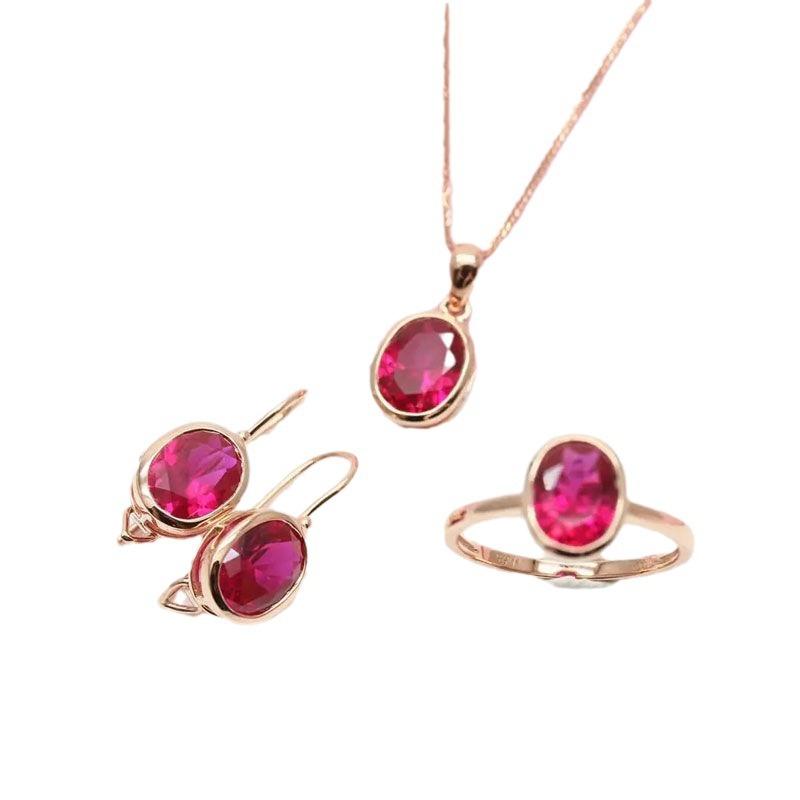 Russian Purple Gold Inlaid Rose Gold Plated Red Stone Ring Fashion Temperament Egg Surface Open Ring Jewelry
