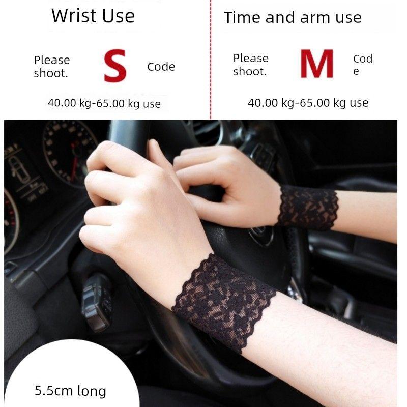 

Summer Ultra-Thin Lace Wrist Guard Female Wristband Mouse Hand Scar Cover up Tattoo Sun Protection Elbow Guard ARM Big Arm Fake Sleeve 5.5cm long black Lace S