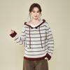 Lazy Hooded Striped Knitted Sweater Long-sleeved Thickened Bottoming Shirt with Autumn and Winter New Loose Coat Top Women