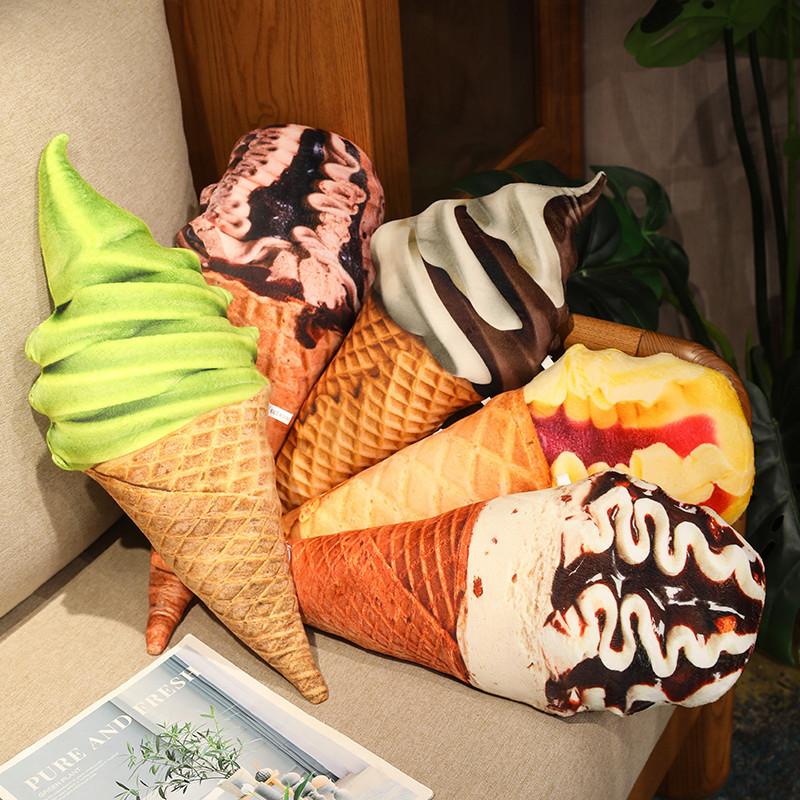 Cartoon Simulated Ice Cream Pillow Plush Toy Cute Ice Cream Cone Pillow Doll Shooting Prop Ornaments