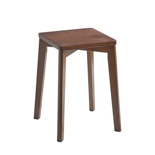 Aibiju Wooden Dining Stool, Stackable Stool with Mini Table, Entryway Chair, Natural Wood, Square, 33x33x44.5cm, Weight Capacity 100kg, Dark Brown, RF