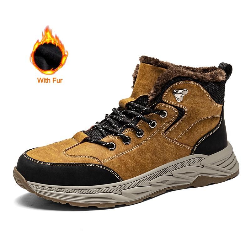 

Зимняя мужская повседневная обувь из натуральной кожи, удобные уличные теплые сноубутсы на платформе, роскошный бренд, ботильоны, для хайкинга, Sapato Masculino 44