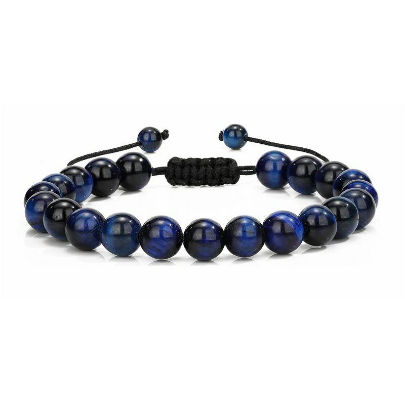 

Браслет ручной работы из натурального тигрового глаза и лавового камня, 8 мм, защита, мужской подарок