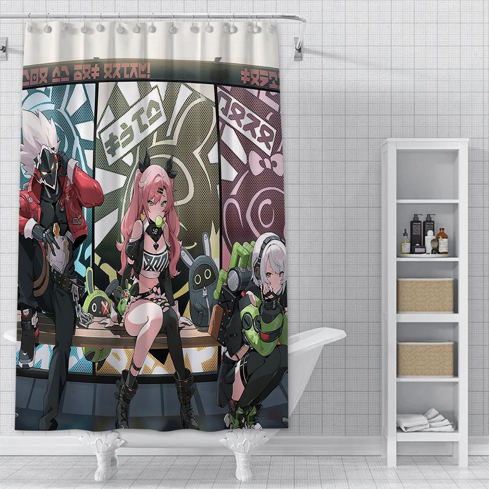 Zenless Zone Zero Shower Curtain Waterproof Polyester Fabric Paint Colorful Bath Curtains Home Bathroom Decor Curtain With Hook