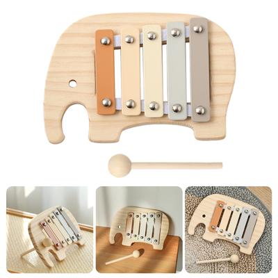 Wood Musical Instrument Toy Baby Kids Puzzles Early Learning Game Baby Perception Gift Wood 5 Tones Multicolor Xylophone