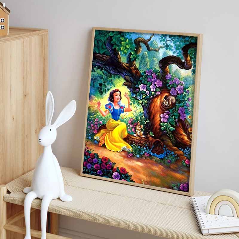 Disney Diamond Painting Snow White and The Seven Dwarfs Forest Healing Illustration 5D Diamond Painting Art Embroidery Cross Stitch Room Decoration