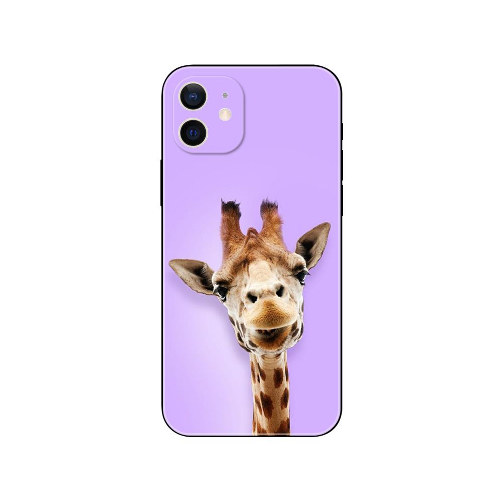 Cute Cartoon Giraffe Animal Phone Case for Iphone 5s 2020se 6 6s 7 8 Plus X 10 XR XS 11 12 13 Mini Pro MAX Black Tpu Back Cover