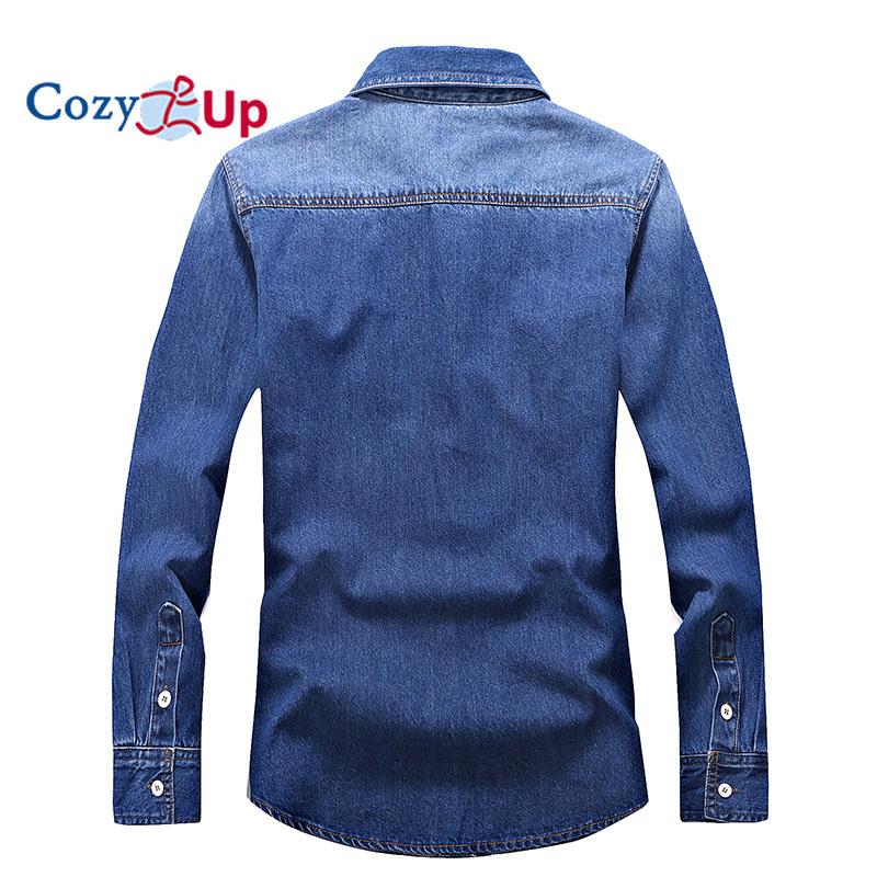 Cozy Up Denim Shirt Men Cotton Slim Long Sleeve Cowboy Shirt Stylish Wash Slim