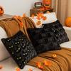 Halloween Cat Throw Pillow Cover Washable Plush Jacquard Pillowcase Reusable Embroidered Throw Cushion Covers Home Decorations