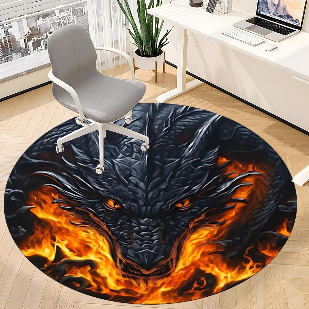 1PC Dragon Head Chair Carpet for Office Non-Slip, Lightweight, Machine Washable Rug for Office, Sleeping, Room - Holiday Decoryy251009126