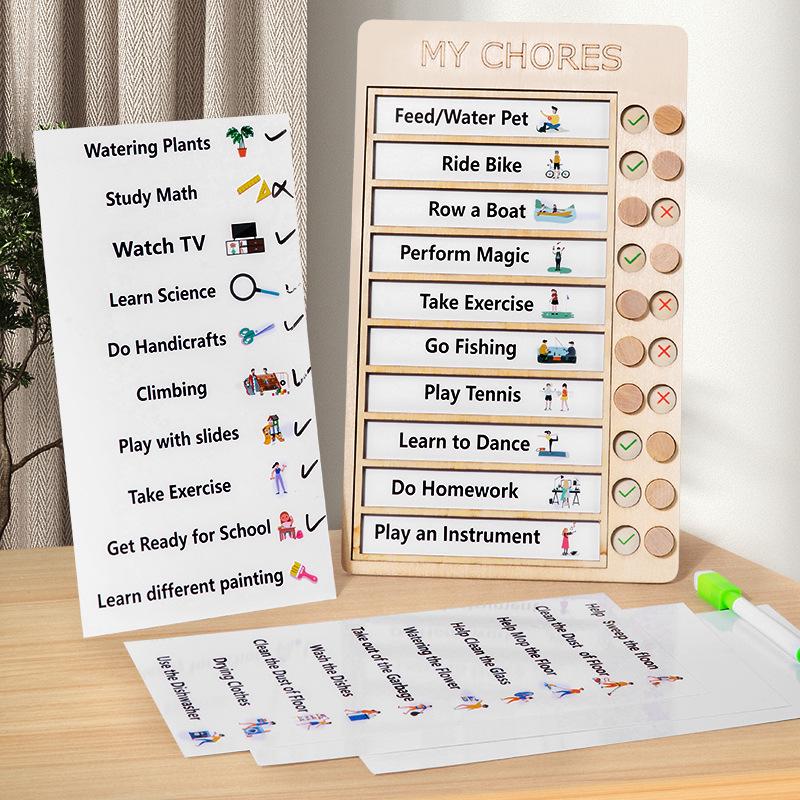 

Kids Wooden Educational Check-In Board for Developing Daily Habits
