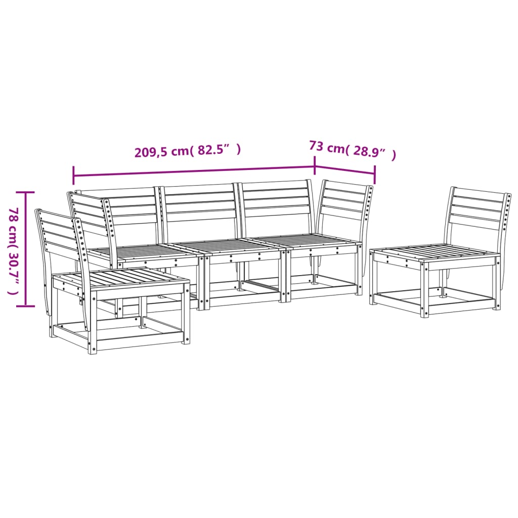 5 Piece Garden Sofa Set White Solid Pine Wood