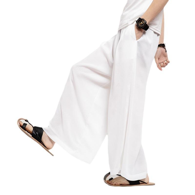 Men's Japanese Yamamoto Style Wide-Leg Samurai Pants - Loose Fit, Nine-Point Length, Casual Wear