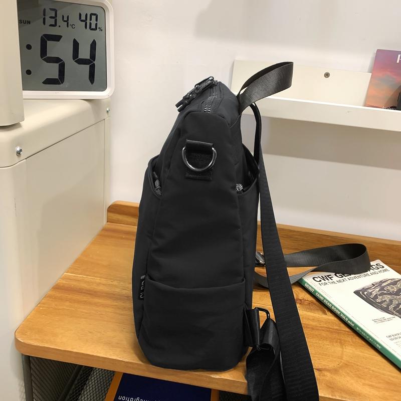 Men Nylon Backpack Solid Color Women Small Backpack