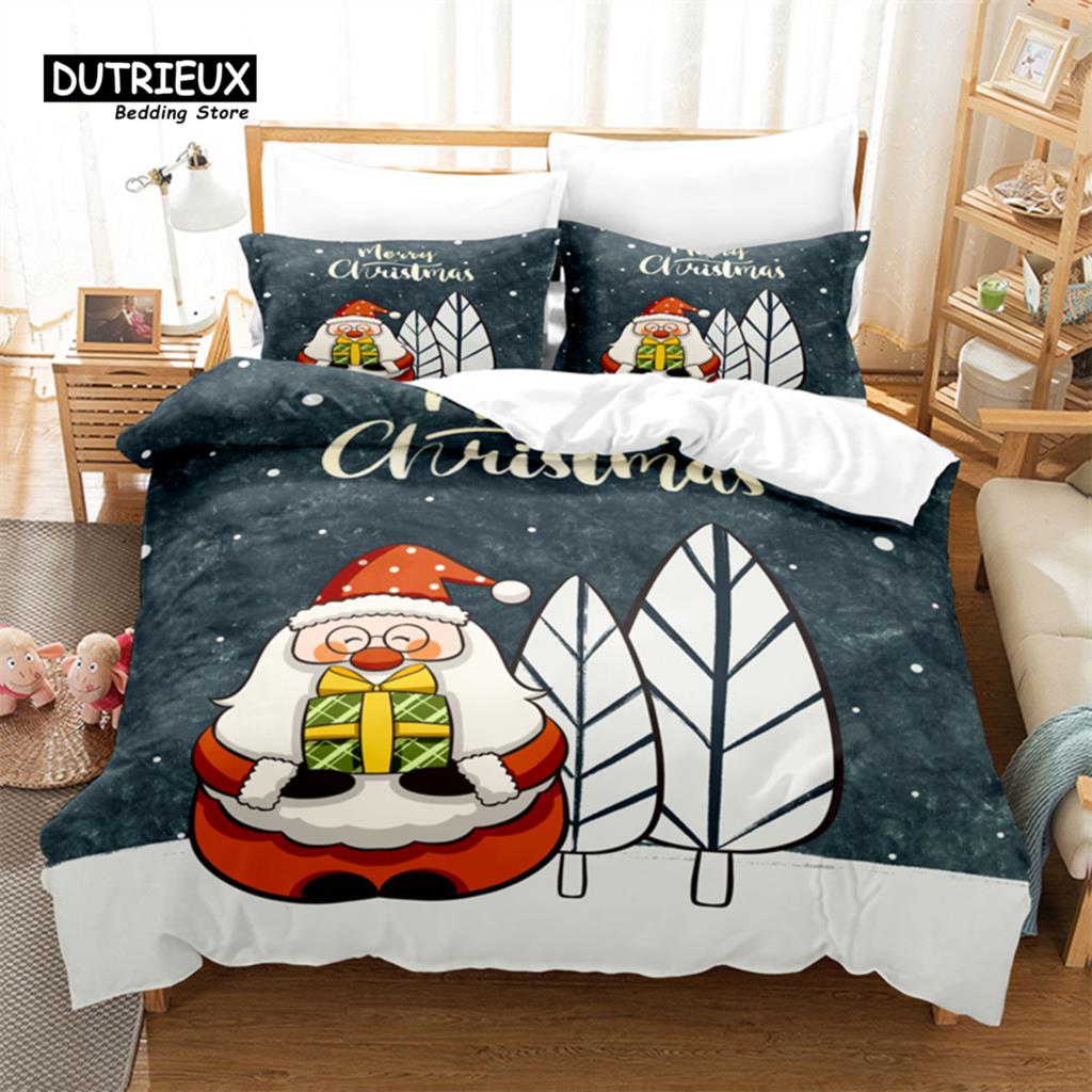 

Рождественский комплект постельного белья, комплект пододеяльников с изображением Санта-Клауса, мягкий, удобный, дышащий пододеяльник, для декора спальни и гостевой комнаты EU single(135x200cm)