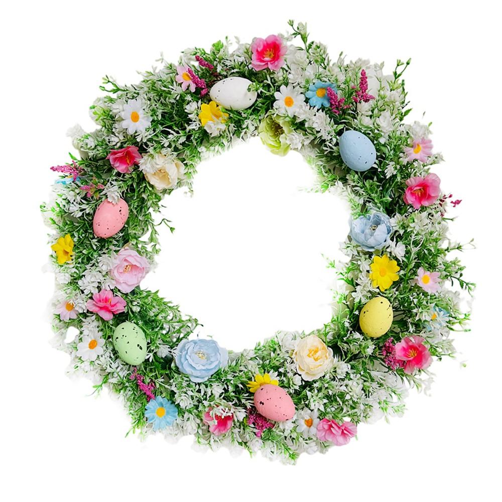 Ghirlanda Di Pasqua Con Uova Artificiali - Lunga 109 Cm - Vimini E Uova Simulate Per Decorazione Primaverile