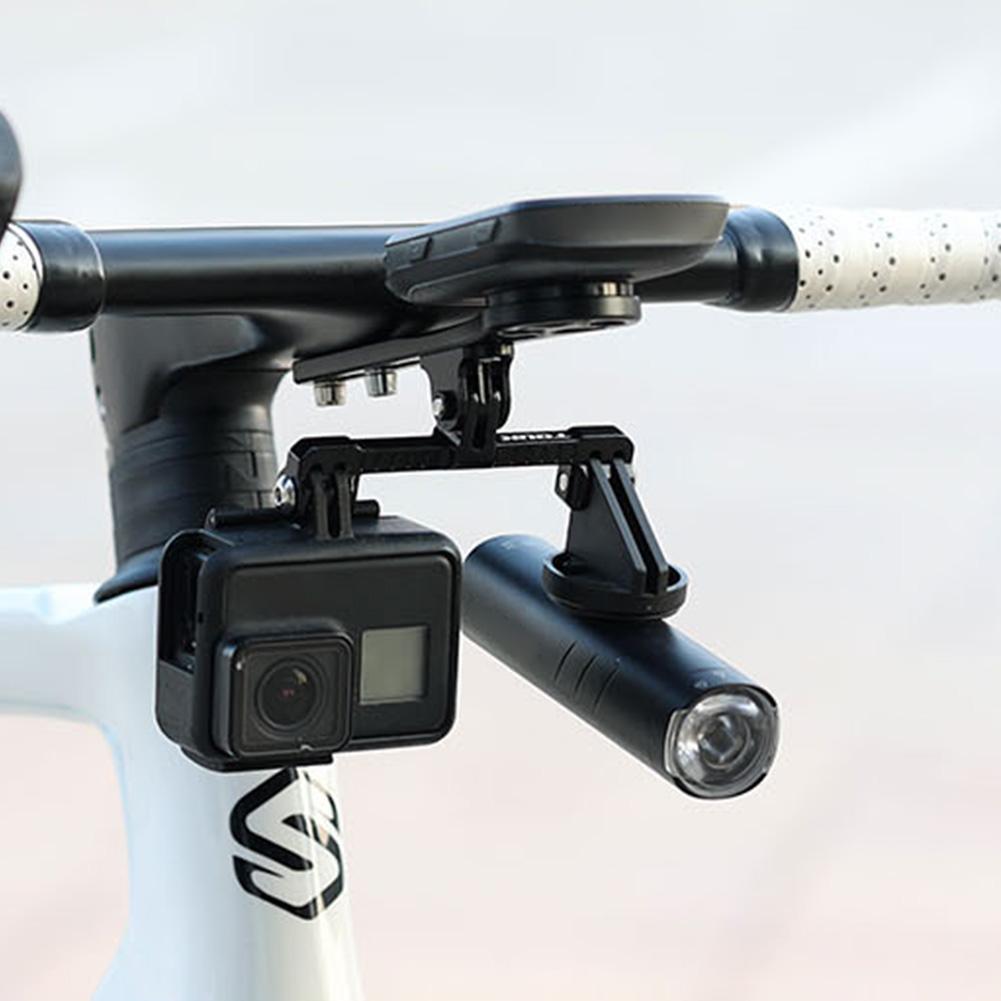 Bicycle Computer Camera Mount Holder Dual Twin Mount Adapter Extended Out Front Bike Mount for Action Camera Bicycle Light