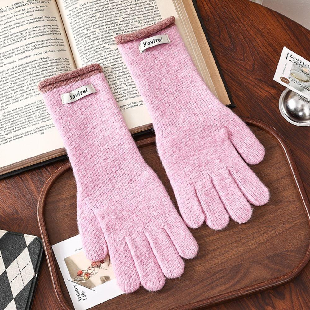 Fleece Lined Warm Touch Screen Gloves Windproof Long Cuff Gloves Girls