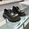Fashion Couple Shoes High Quality Leather Casual Shoe Big-headed Round Head Derby Shoe Thick Sole Platform Shoes Men Women Shoes