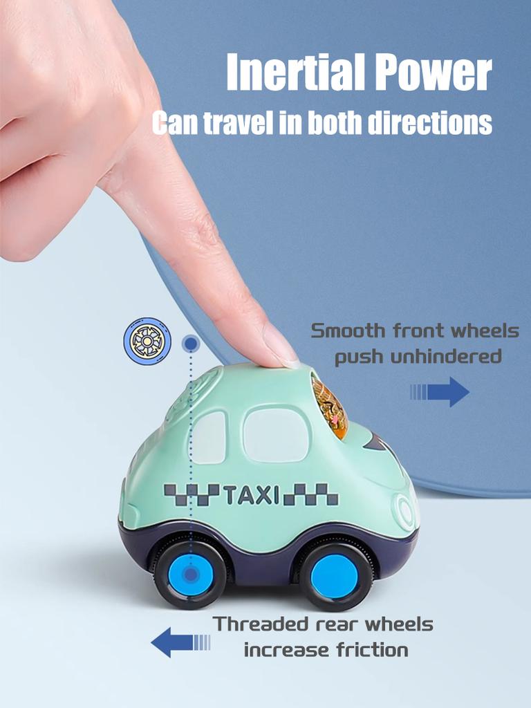 Pull-back Cartoon Car Toy for Kids 1-3 Years Transparent Inertia Sliding Puzzle Gift for Boys Girls
