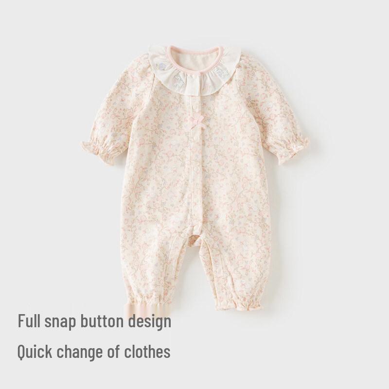 DAVE & BELLA Baby Girl Floral Print Cotton Romper