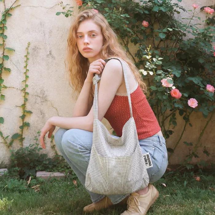 Snack eco crossbag_Cozy check ivory
