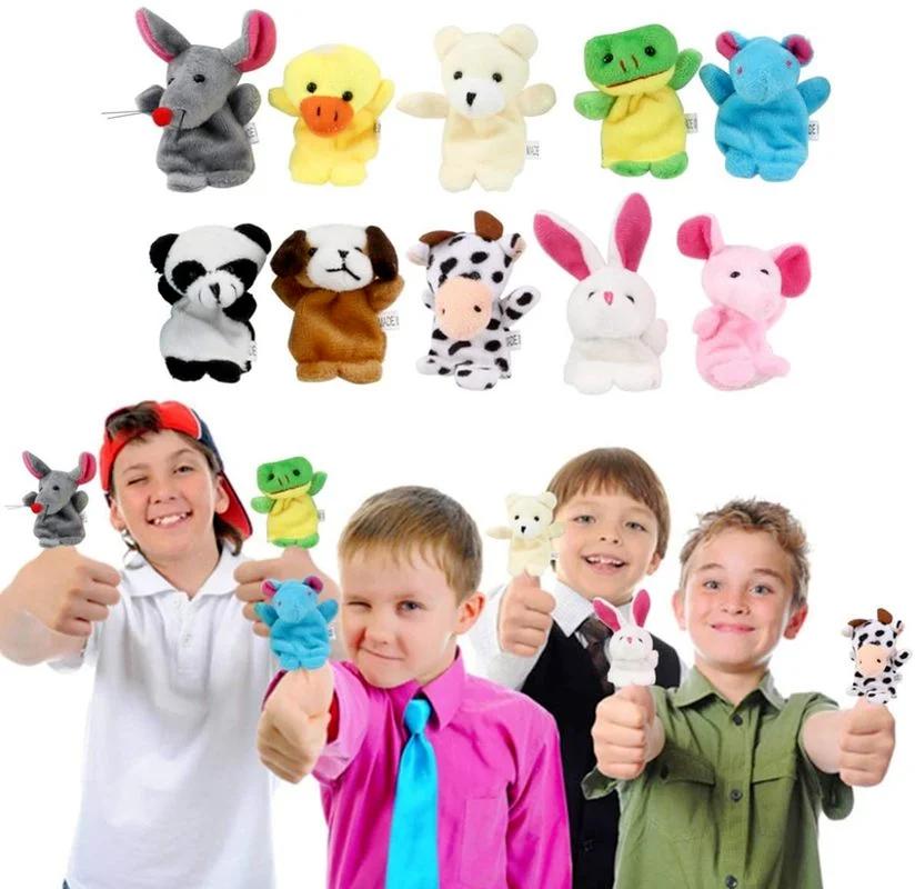 10pcs/set Cute Finger Puppets Baby Mini Plush Toys Kids Educational Finger Toy Cartoon Animals Plush Doll Children Figures Gifts