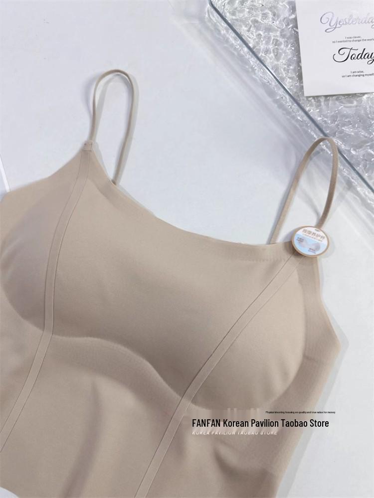 Women's Ice Silk Seamless Camisole Bra with Chest Pad and Back Support