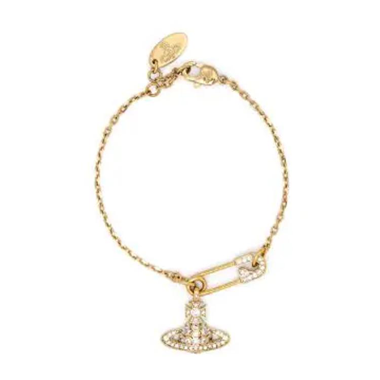 Vivienne Westwood Solid Color Design Brass Gold Plated Bracelet Women bracelets 6102015302R102IM Basic Packaging-Dust Bag+Box
