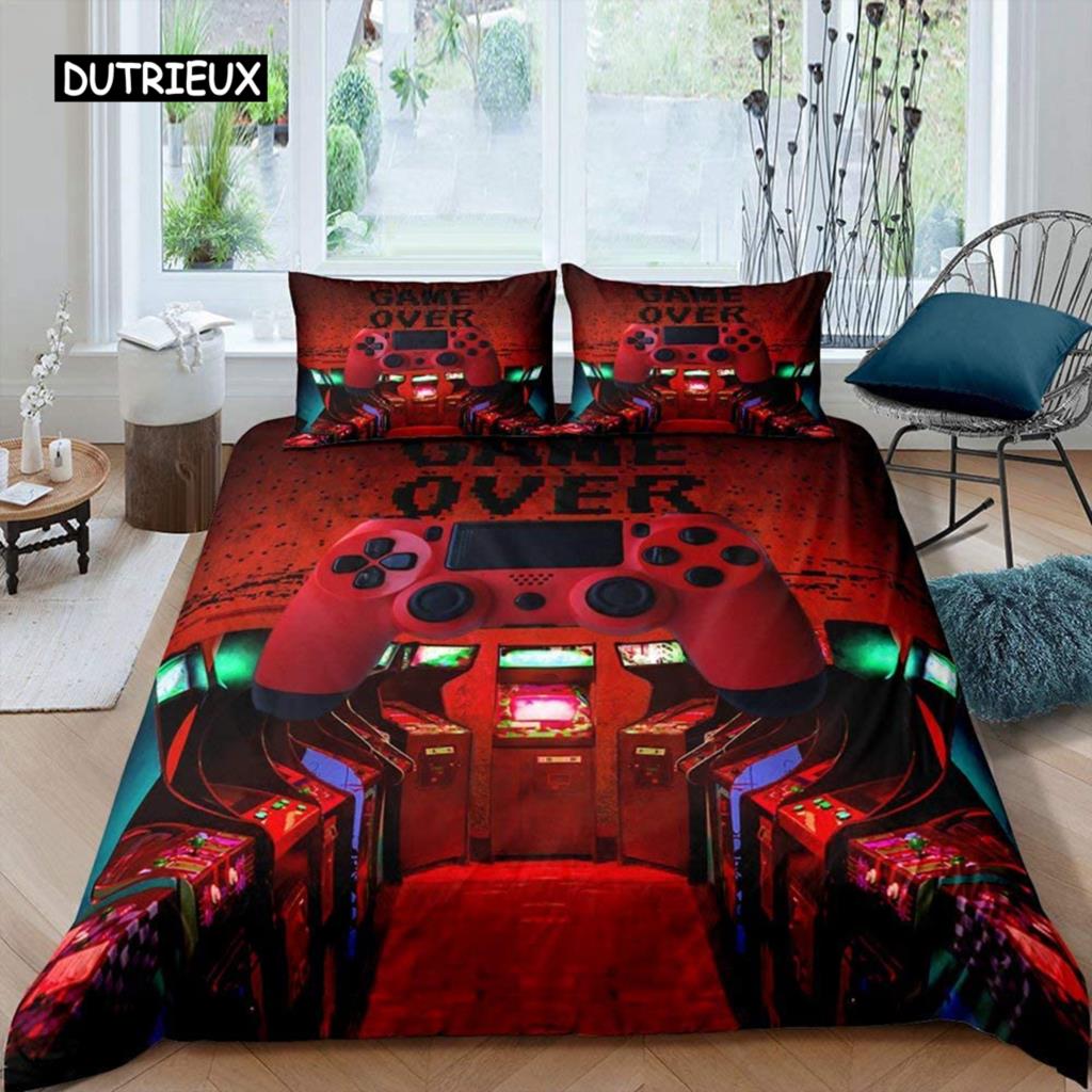 Game Duvet Cover Set Game Contoller Comforter Cover for Kids Boys Teens Player Game Double Queen King Size Polyester Bedding Set