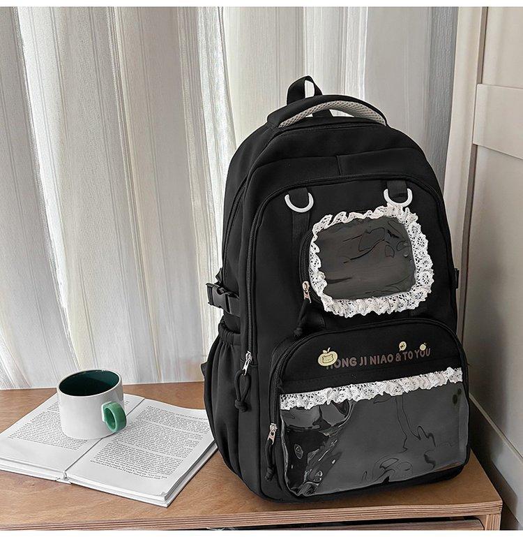 Schoolbag cute lace girl schoolbag junior high school high school girl transparent pain bag backpack college student large capacity backpack women