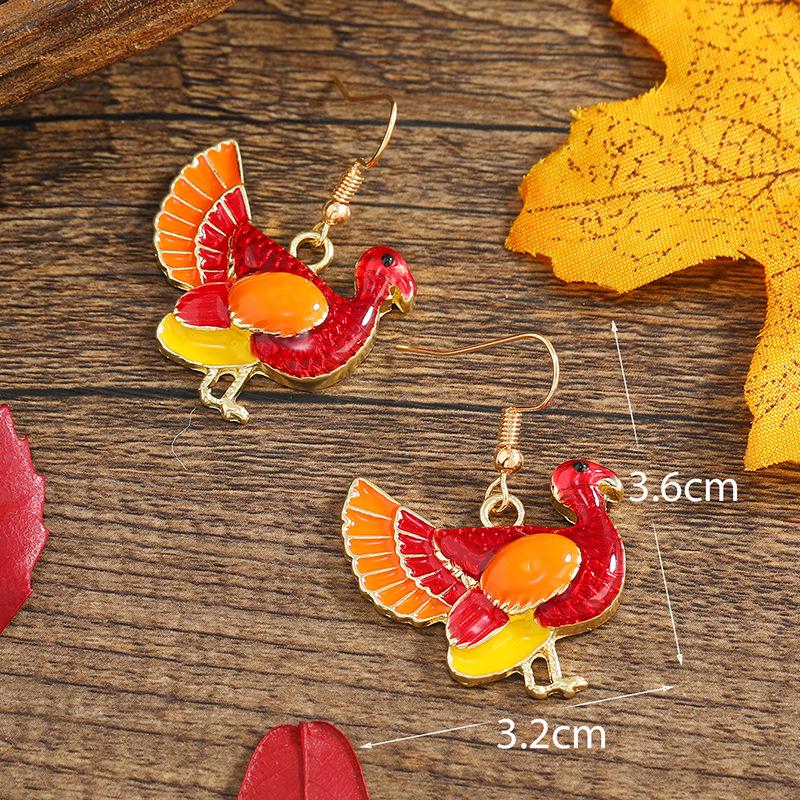 European & American Style Retro Bird and Maple Leaf Alloy Stud Earrings for Women