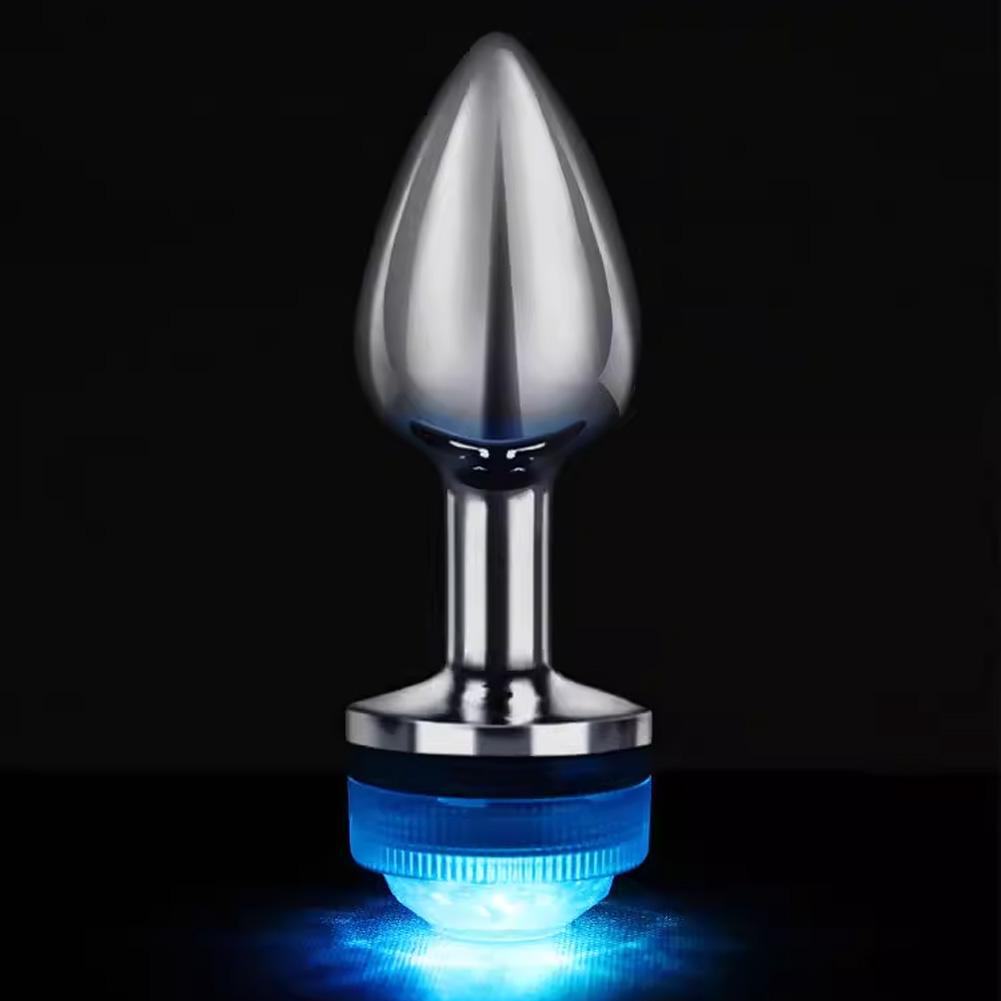 Wireless Remote Control Metal Luminous Anal Plug Prostate Massage Butt Plug with LED Anal Tail Sex Toy Adult Products for Women