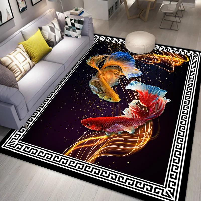 Peacock 3D Printing Carpet Living Room Coffee Table Floor Mat Bedroom Bedside Mats Corridor Anti-slip Decorative Rug Floor Mat